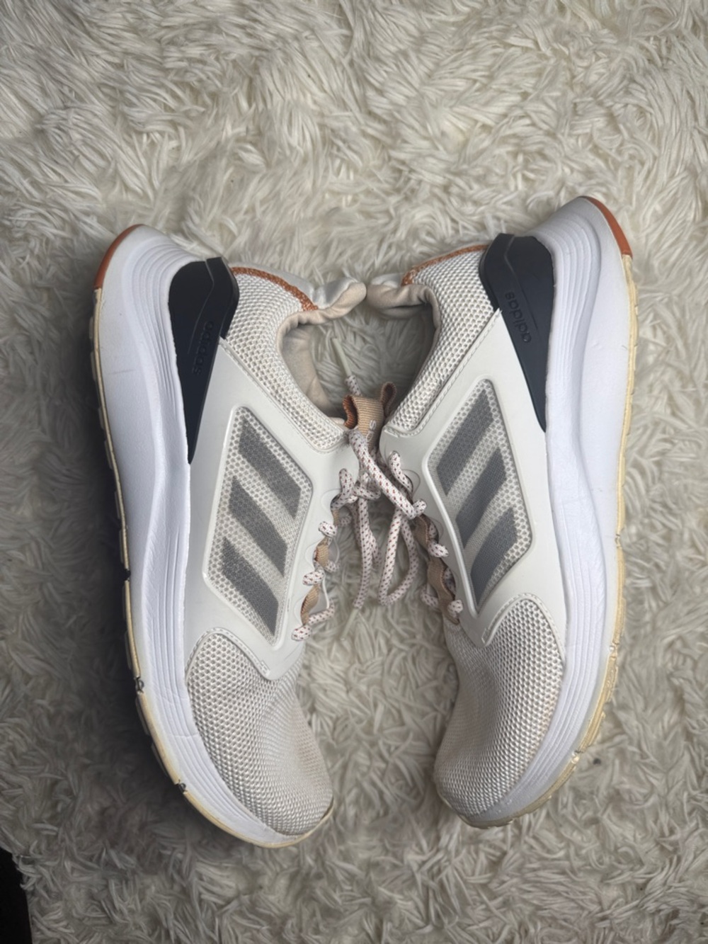 adidas White, Gray & Tan Athletic Sneakers